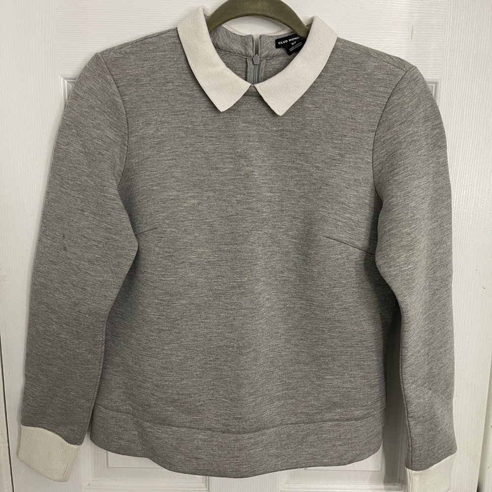Club Monaco Gray and Cream Sweater